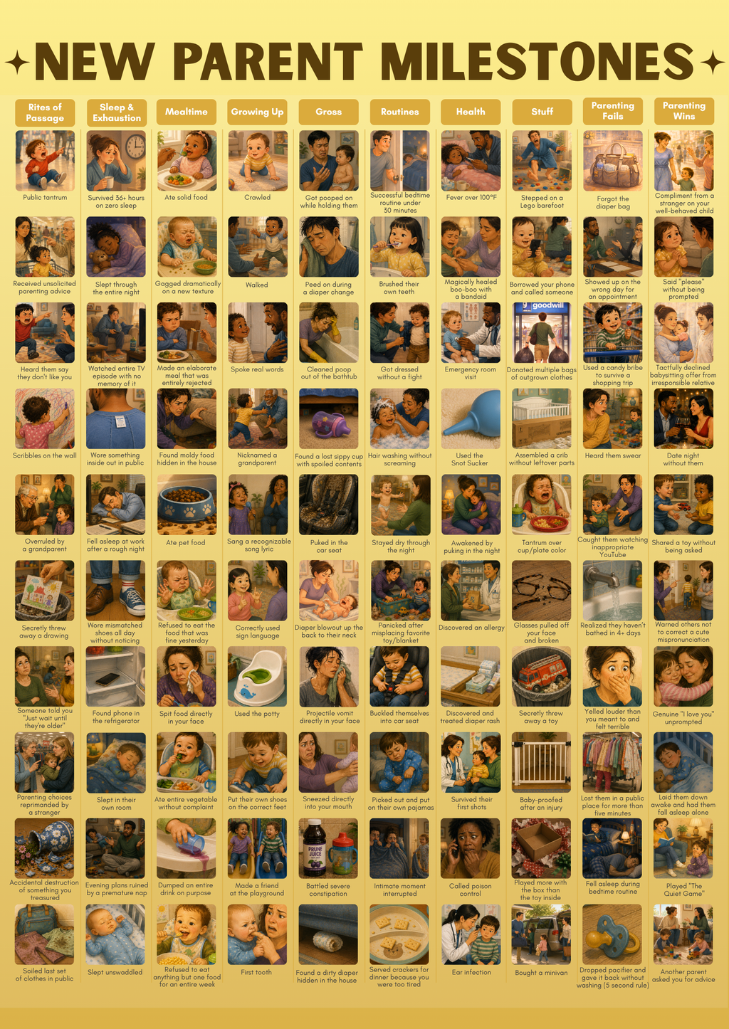 New Parent Milestones Scratch Off Poster