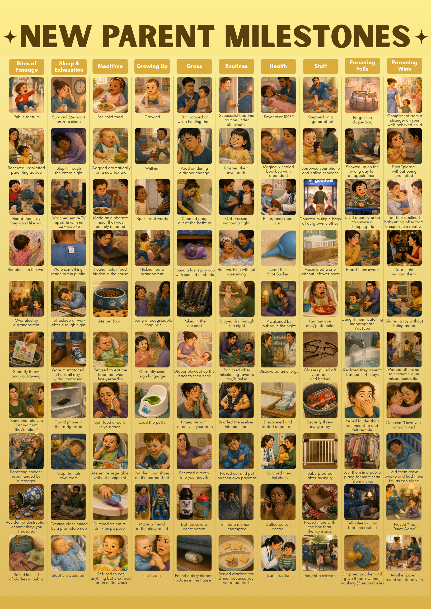 New Parent Milestones Scratch Off Poster