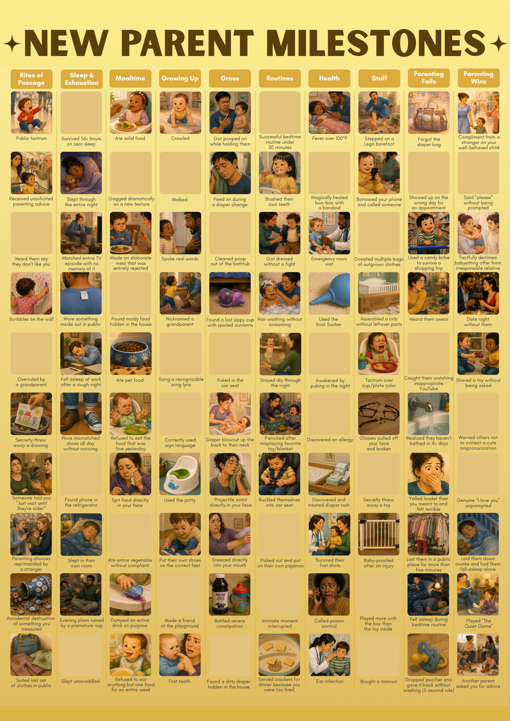 New Parent Milestones Scratch Off Poster