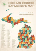 Michigan Counties Scratch Off Poster