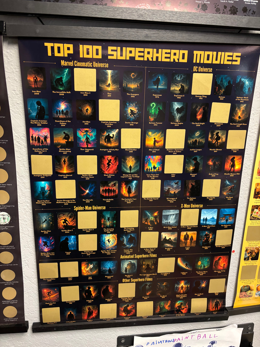 Top 100 Superhero Movies Scratch Off Poster