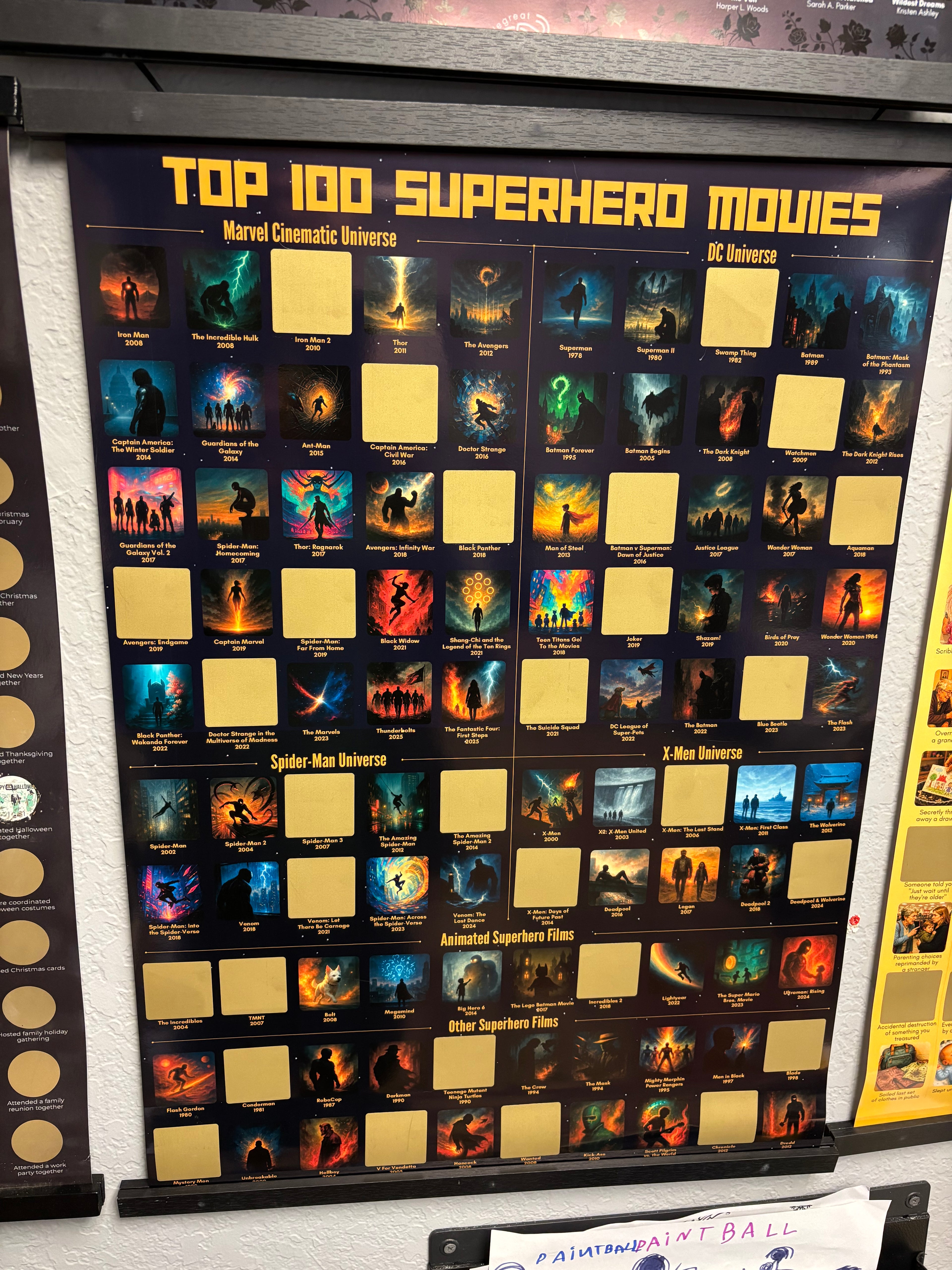 Top 100 Superhero Movies Scratch Off Poster